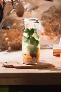 glass bottle of infused water